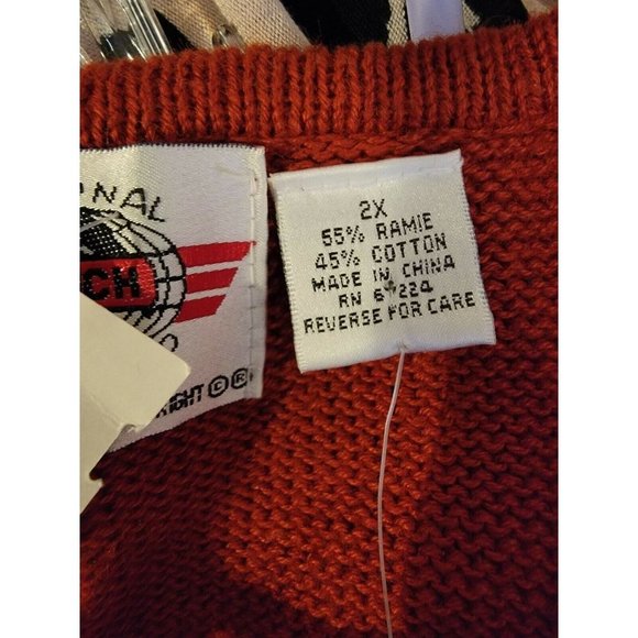 Vintage 90's Size 2X Women's Sweater Vest Burnt Orange Floral Embroidered Top - Picture 5 of 6